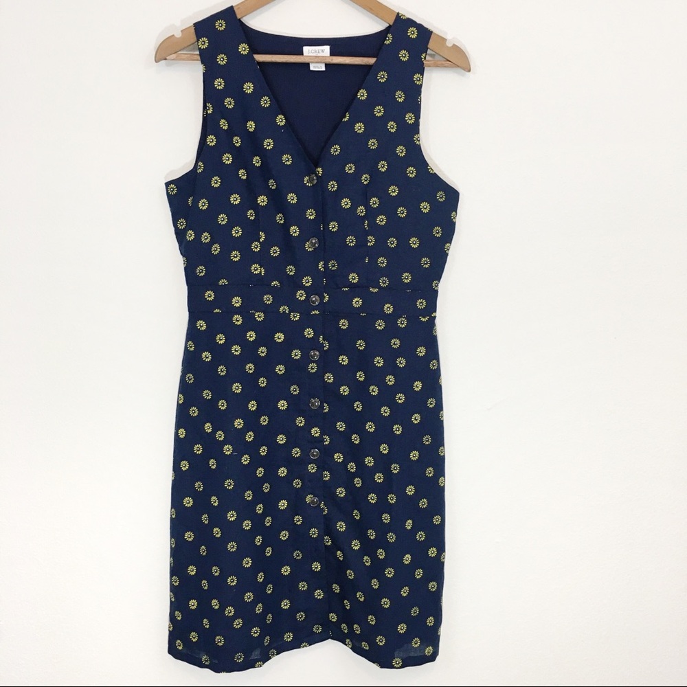 J. Crew Factory Navy and Yellow Mini Dress